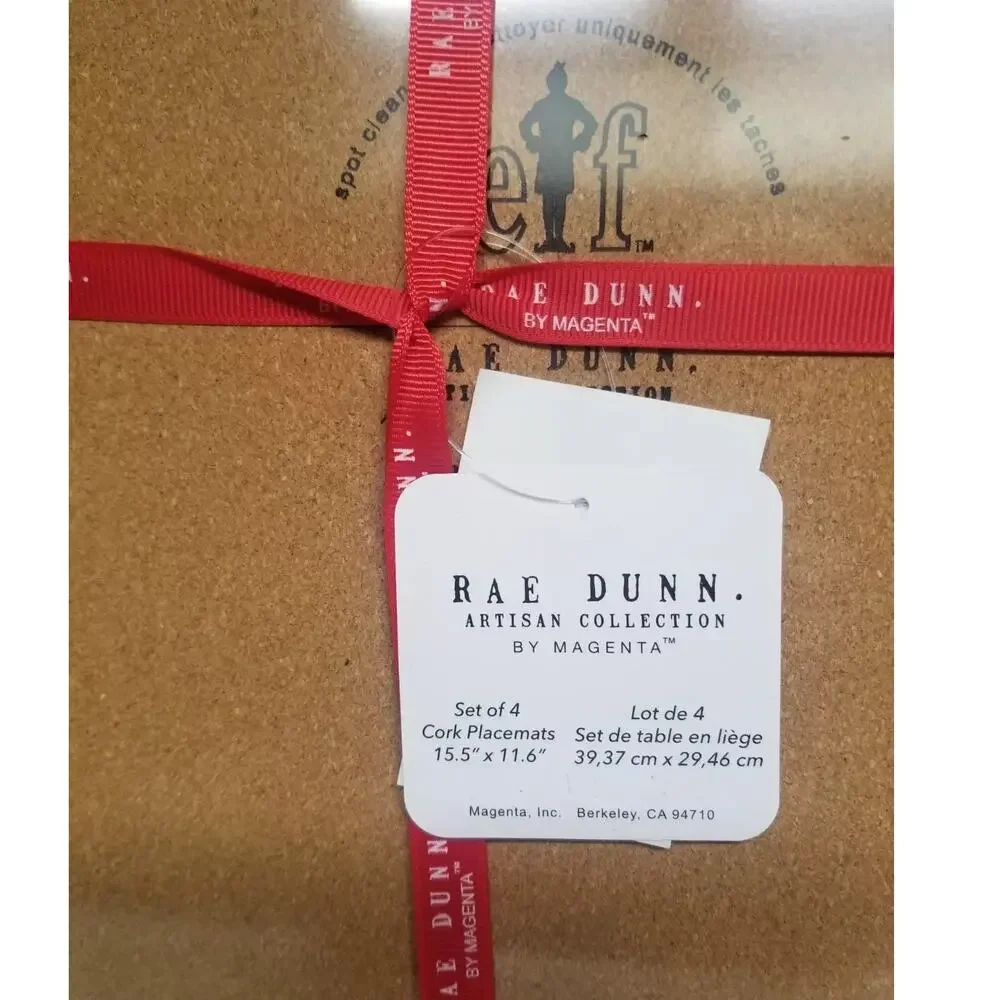 Rae Dunn ELF Christmas Cotton Headed Ninny Muggins Cork Backed Placemat Set of 4